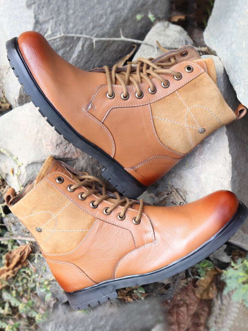 Tan flat boots discount