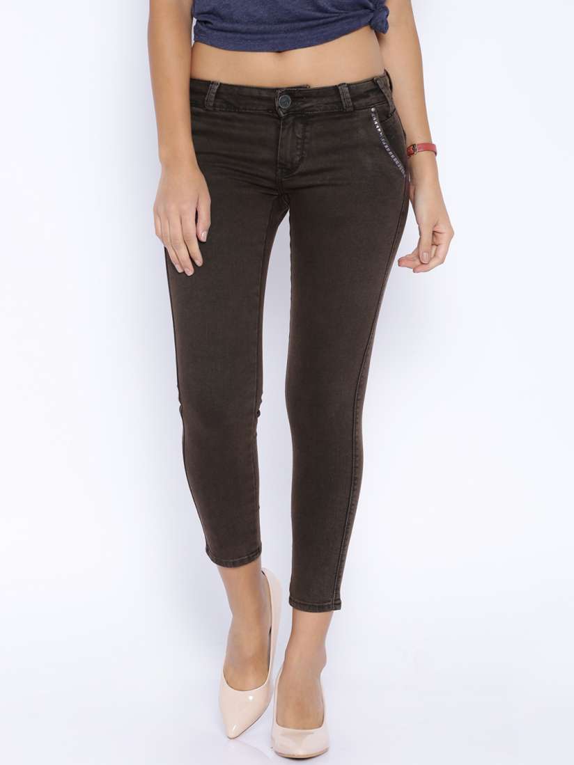 Brown denim jeggings store
