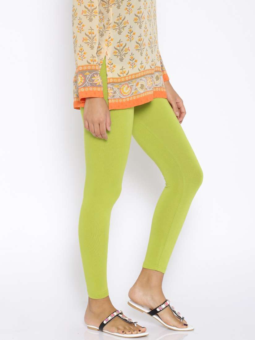 Buy Global Desi Lime Green Ankle Length Leggings Leggings for Women 1332229 Myntra