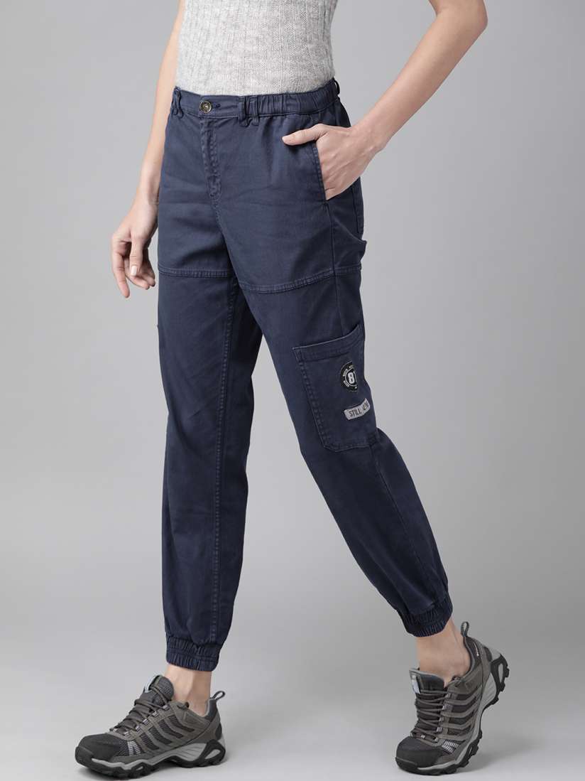 Navy blue cargo joggers womens store