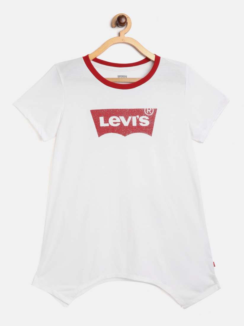 Buy Levis Girls White Red Brand Logo Print Longline Top Tops for Girls 13341916 Myntra