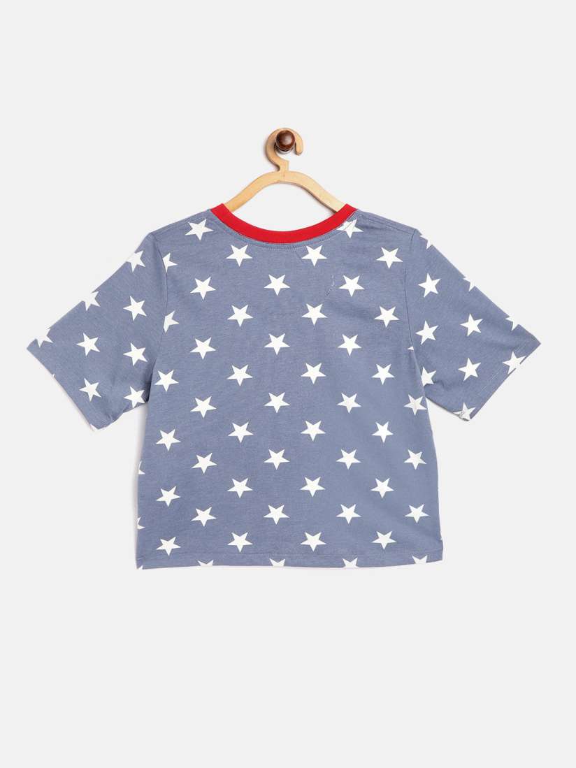 Buy Levis Girls Blue White Star Print Round Neck T shirt with Brad Logo Print Tshirts for Girls 13341920 Myntra