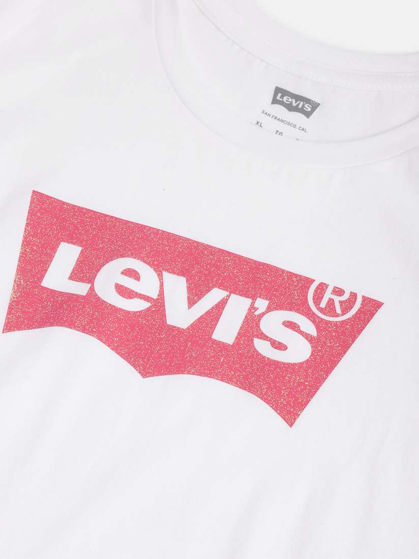 Buy Levis Girls White Pink Pure Cotton Brand Logo Printed Round Neck Pure Cotton T shirt Tshirts for Girls 13341928 Myntra