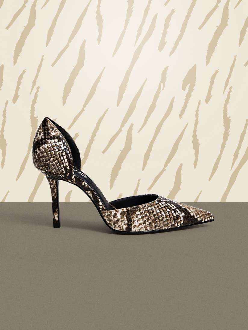 Buy MANGO Women Brown Off White Snakeskin Textured Pumps Heels for Women 13344250 Myntra