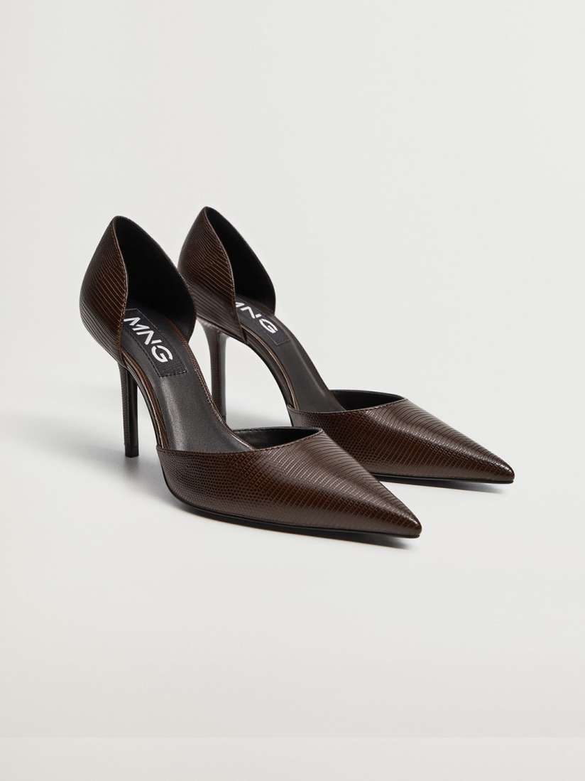 Buy MANGO Women Coffee Brown Croc Textured Pumps Heels for Women 13344668 Myntra
