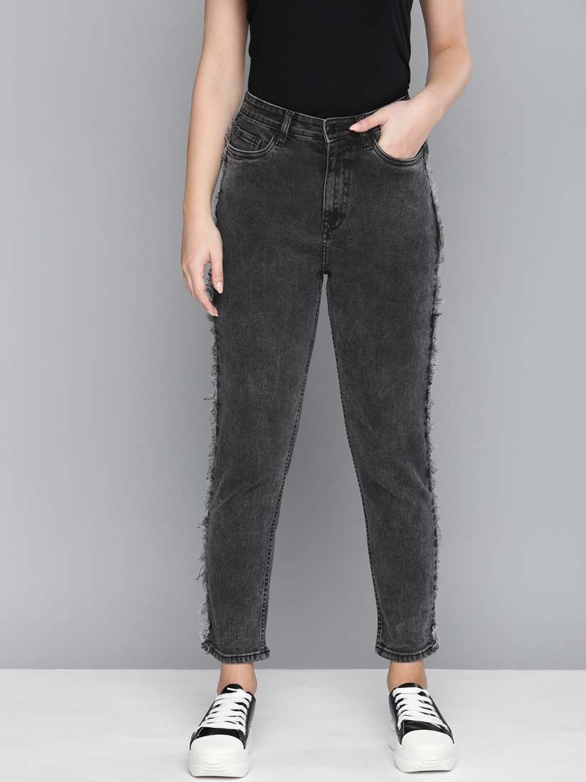 Buy Harvard Women Black Boyfriend Fit Mid Rise Clean Look Stretchable Jeans Jeans for Women 13345796 Myntra