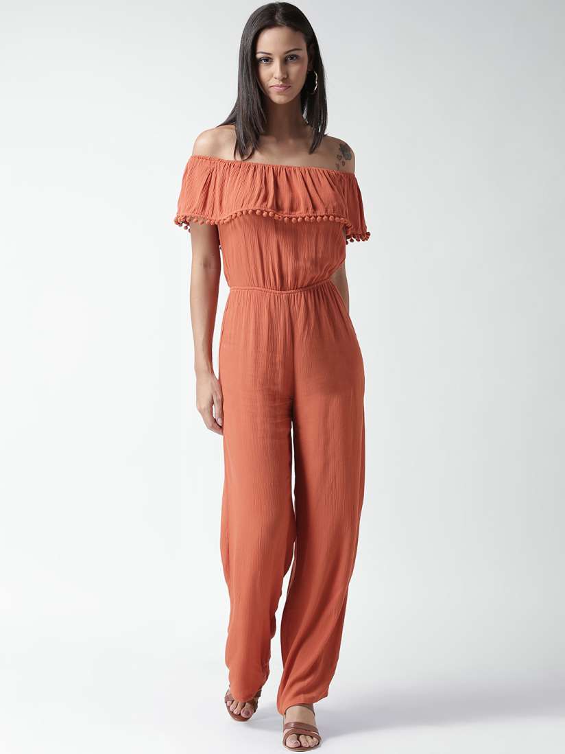 Buy FOREVER 21 Rust Orange Layered Off Shoulder Jumpsuit Jumpsuit for Women 1336830 Myntra