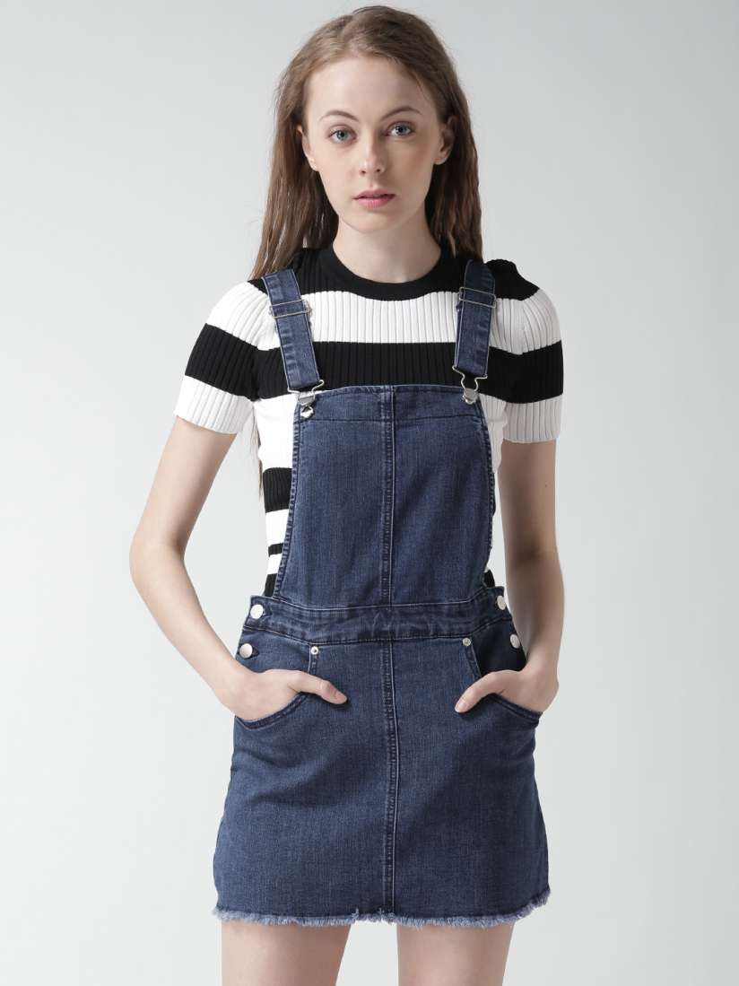 Buy FOREVER 21 Blue Denim Dungaree Dress Dresses for Women 1337199 Myntra