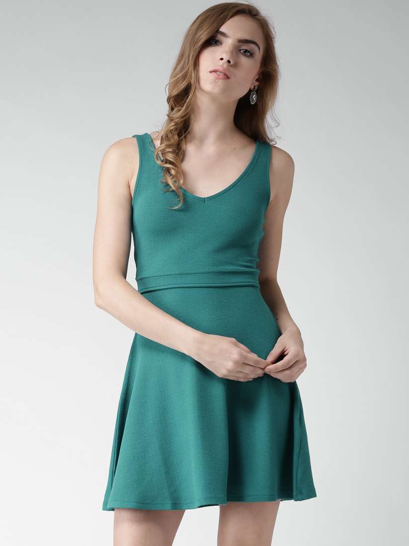 Buy FOREVER 21 Teal Green Skater Dress Dresses for Women 1337251 Myntra