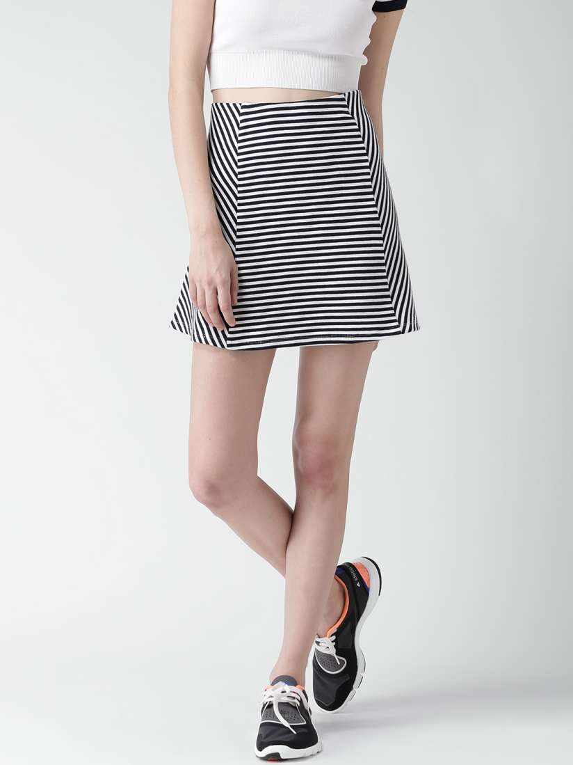 Buy FOREVER 21 Black White Striped A Line Skirt Skirts for Women 1337587 Myntra