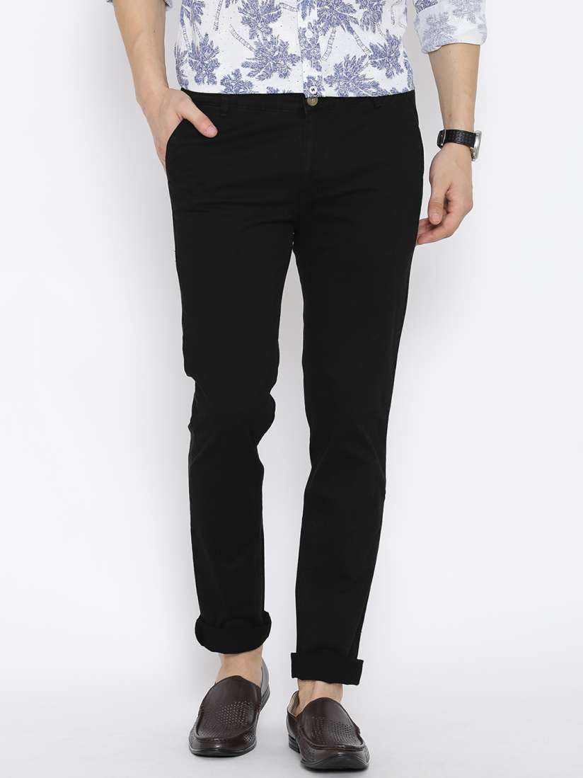 Buy Hubberholme Black Structured Fit Casual Trouser Trousers for Men 1338344 Myntra