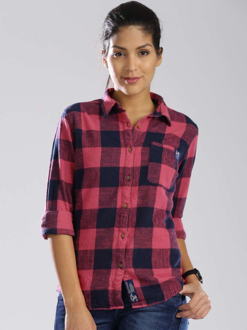 Buy Superdry Red Navy Checked Boyfriend Shirt Shirts for Women 1338879 Myntra
