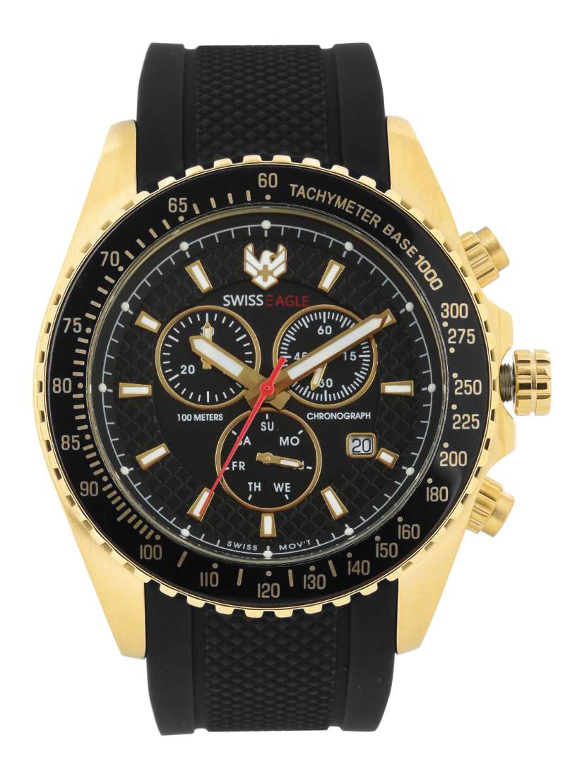 Buy Swiss Eagle Men Black Dial Chronograph Watch SE 9078RS YG 01 Watches for Men Myntra