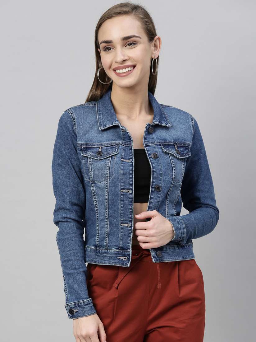 Buy Vero Moda Women Blue Solid Denim Jacket Jackets for Women 13391416 Myntra