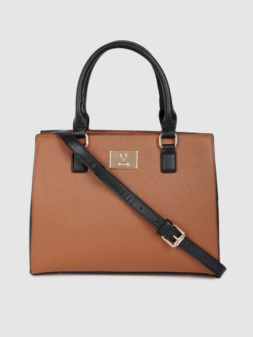 Buy Allen Solly Tan Brown Solid Handheld Bag Handbags for Women 13407868 Myntra