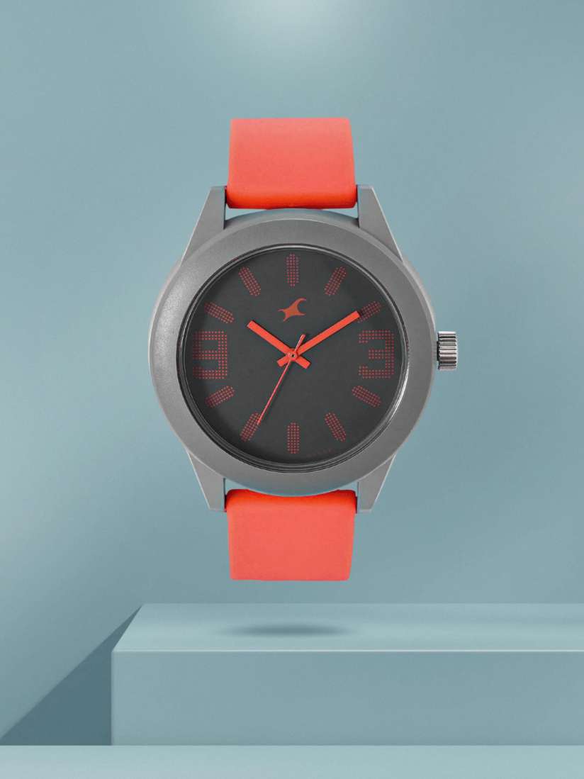 Buy Fastrack Unisex Grey Dial Neon Orange Straps Analogue Watch 38003PP08J Watches for Unisex 1341842 Myntra