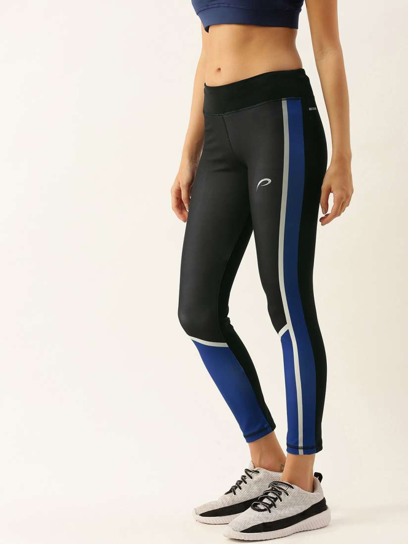 Buy Proline Active Women Black Blue Colourblocked Tights Tights for Women 13423544 Myntra