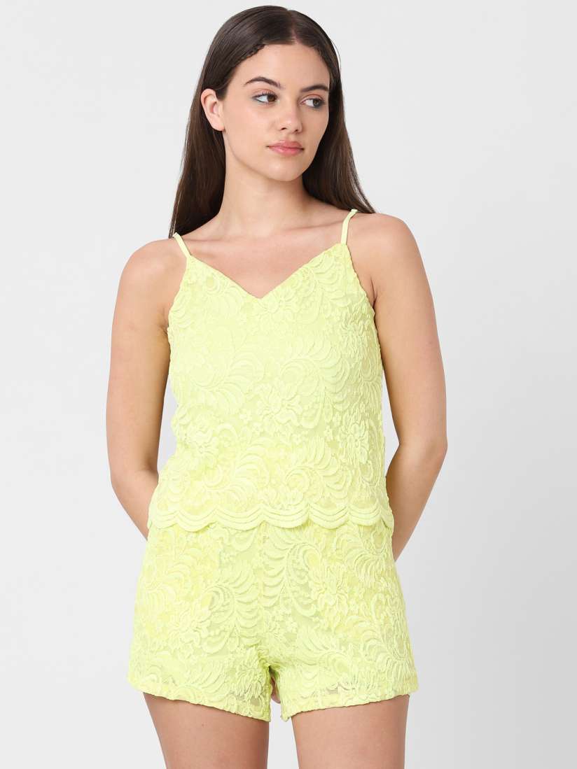 Green lace playsuit deals