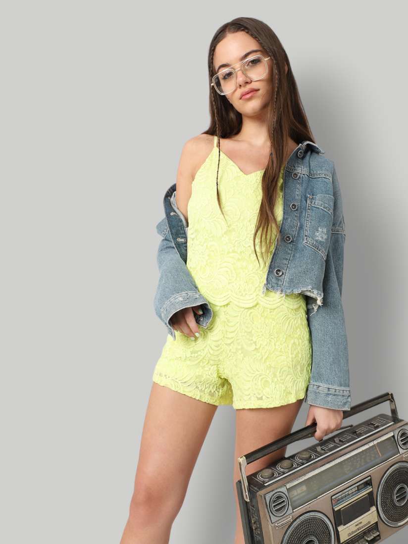 Lime green lace jumpsuit discount