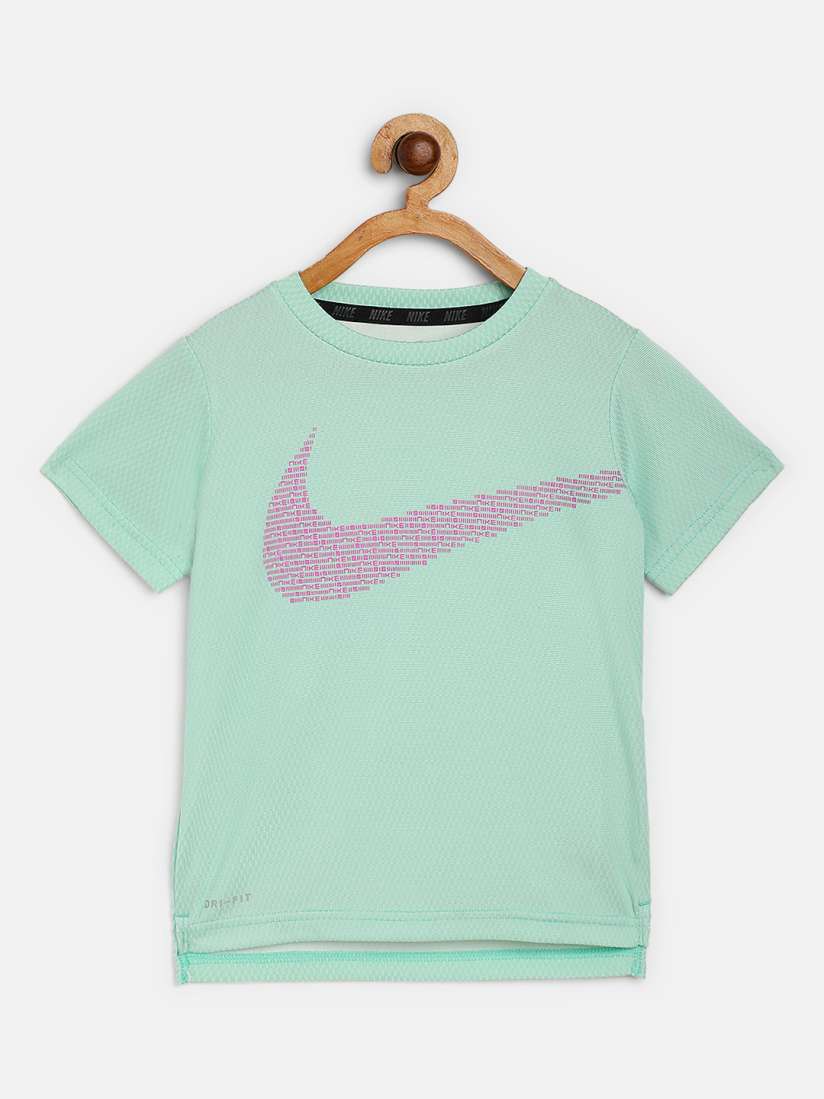 Buy Nike Boys Sea Green Pink Brand Logo Printed Statement Performance Round Neck T shirt Tshirts for Boys 13439256 Myntra
