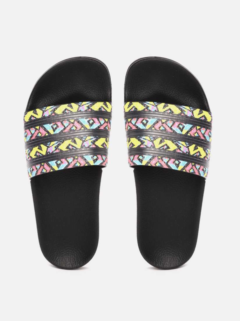 Buy ADIDAS Originals Men Black Yellow Abstract Print Adilette Sliders Flip Flops for Men 13442206 Myntra
