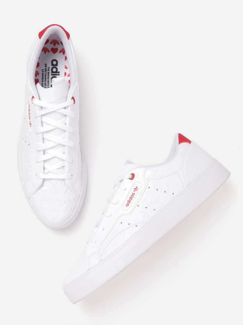 Adidas originals sleek over branded trainers in white clearance