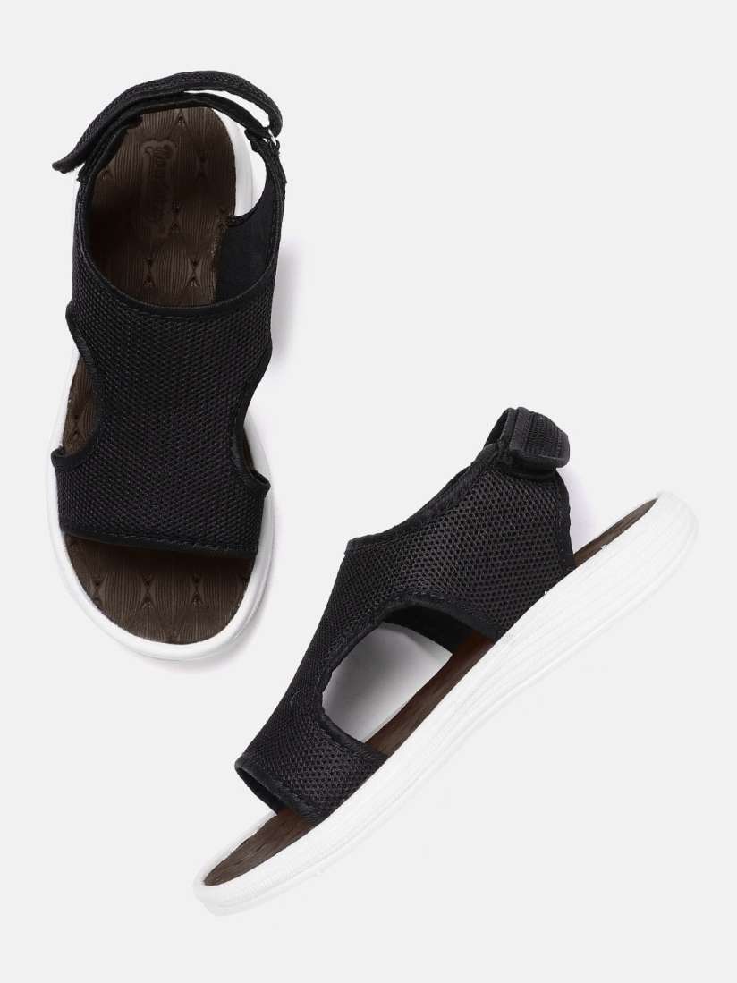 Solid black sandals clearance