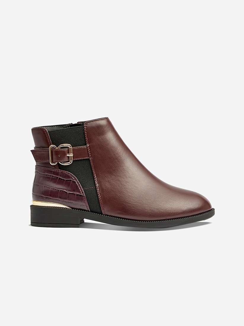 Buy DOROTHY PERKINS Women Burgundy Solid Mid Top Flat Boots Boots for Women 13454292 Myntra