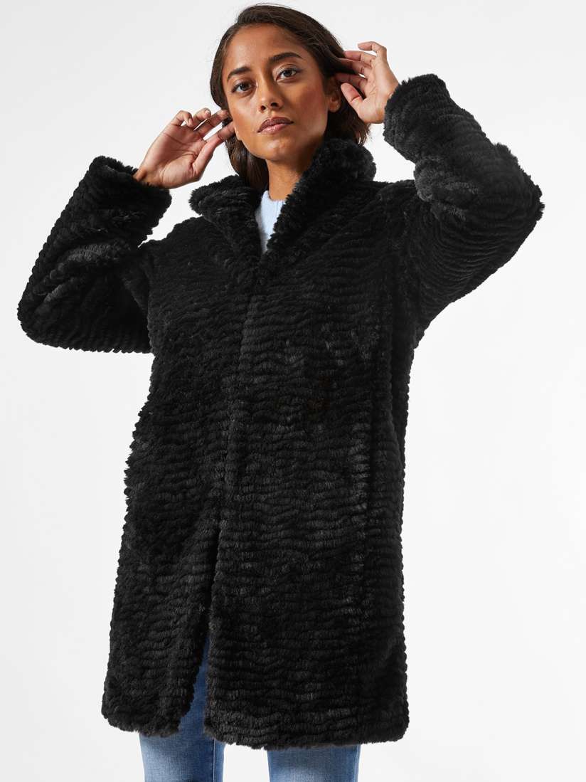 Dorothy perkins black fur coat online