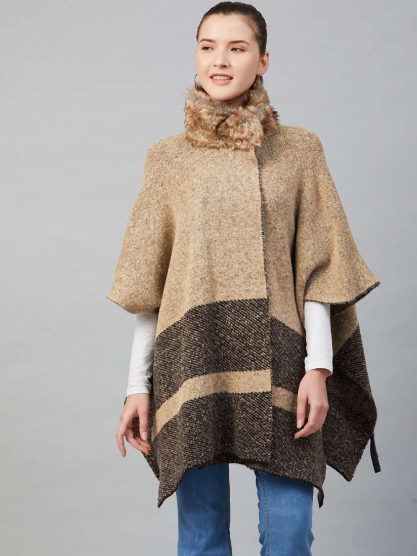 Striped poncho sweater discount