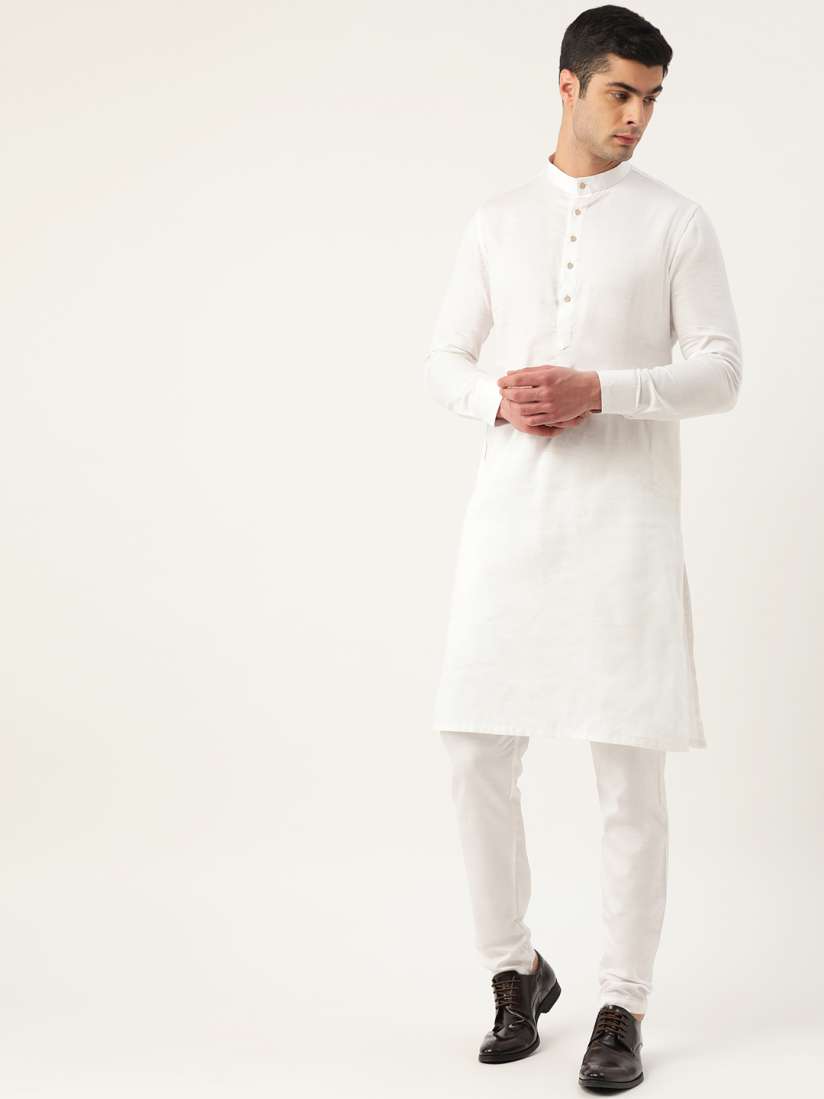 Buy Manyavar Men White Solid Kurta with Churidar Kurta Sets for Men 13460474 Myntra