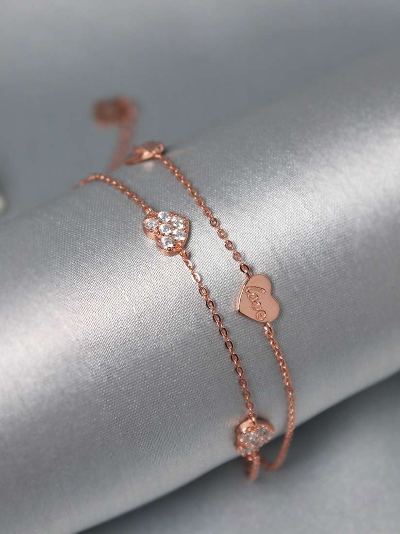 Buy GIVA 925 Silver Rose Gold Layered Love Bracelet Bracelet for Women 13469684 Myntra