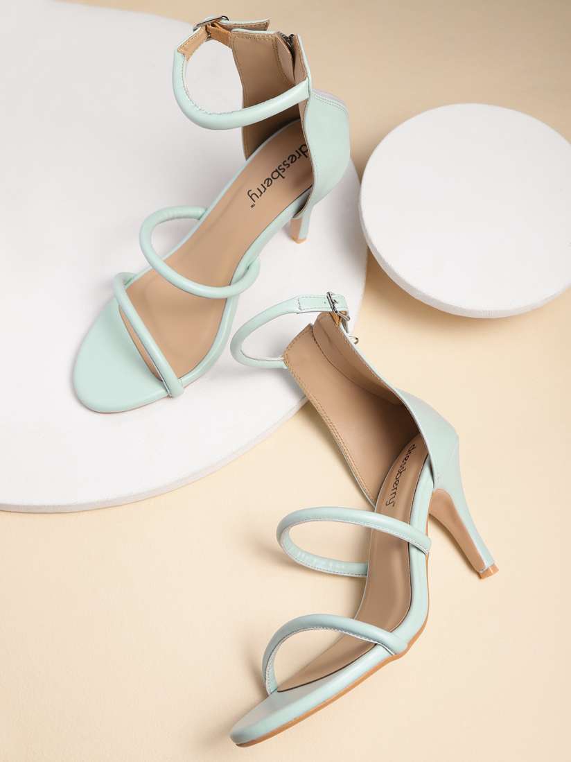 Buy DressBerry Women Blue Solid Mid Top Strappy Slim Heels Heels for Women 13473764 Myntra