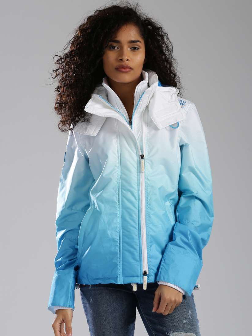Buy Superdry Women White Blue Solid Windcheater and Water Resistant Sporty Jacket Jackets for Women 1348485 Myntra