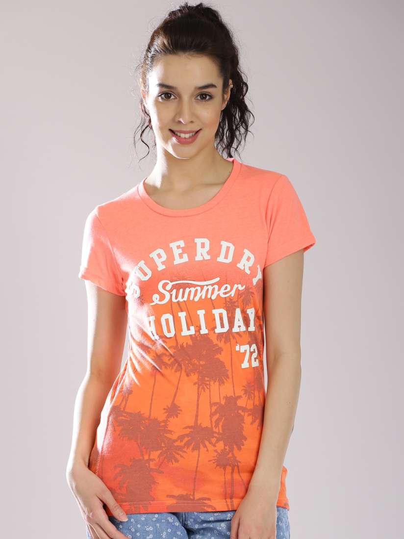 Buy Superdry Orange Summer Holiday Printed T shirt Tshirts for Women 1348503 Myntra