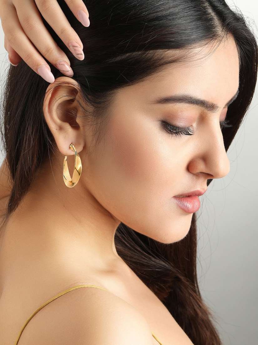 Buy TOKYO TALKIES X rubans FASHION ACCESSORIES Gold Toned Contemporary Drop Earrings Earrings for Women 13499140 Myntra