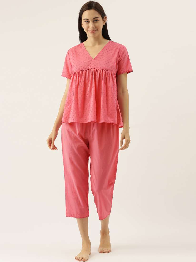 Buy Slumber Jill Women 2 Pc Pink Solid Night suit Night suits for Women 13505720 Myntra