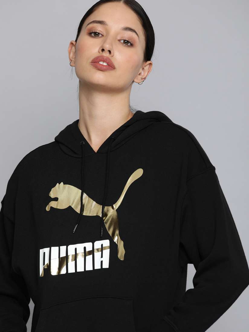 Buy Puma Women Black Classics Brand Logo Print Sustainable Hoodie Sweatshirt Sweatshirts for Women 13510410 Myntra