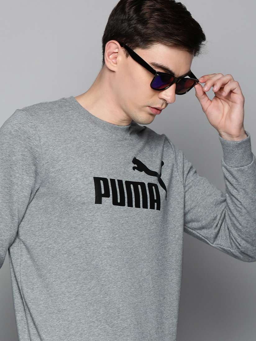 Buy Puma Men Grey Black ESS Big Logo Crew TR Sweatshirt Sweatshirts for Men 13511116 Myntra