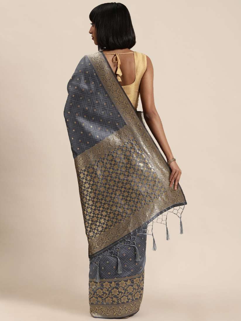 Mitera grey woven design saree sales