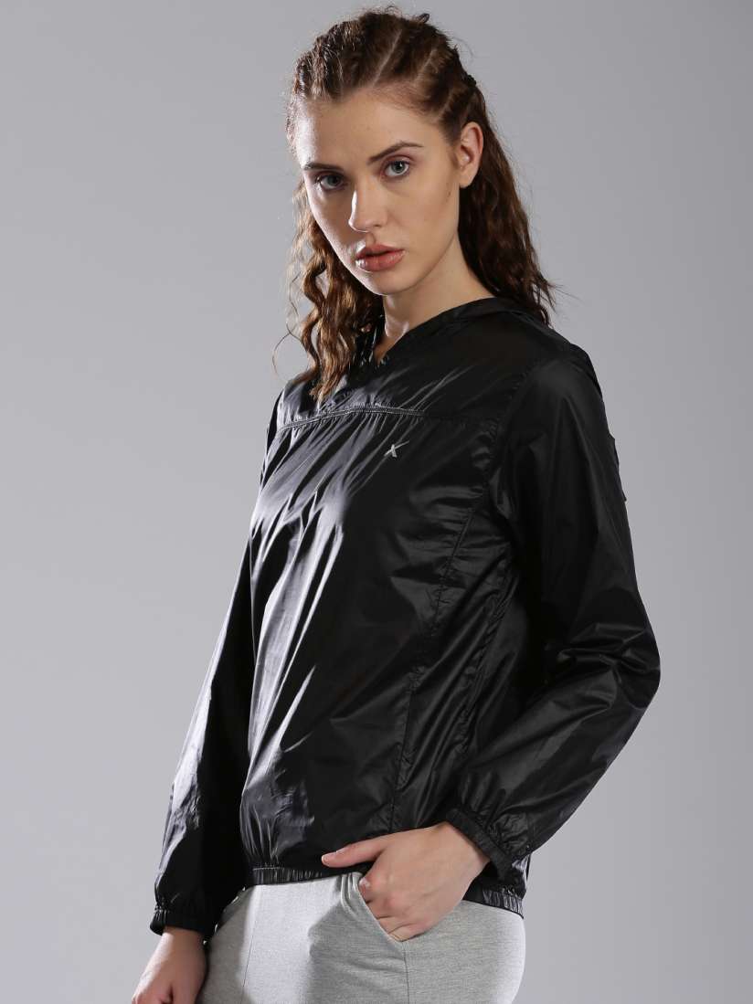 Buy HRX By Hrithik Roshan Black Hooded Windcheater Jacket Jackets for Women Myntra