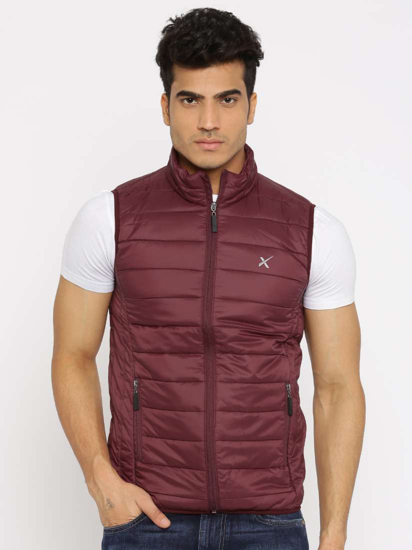 Burgundy sleeveless jacket new arrivals