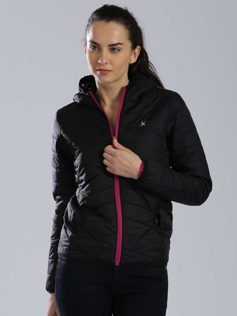 Buy HRX by Hrithik Roshan Black Hooded Puffer Jacket Jackets for Women 1352611 Myntra