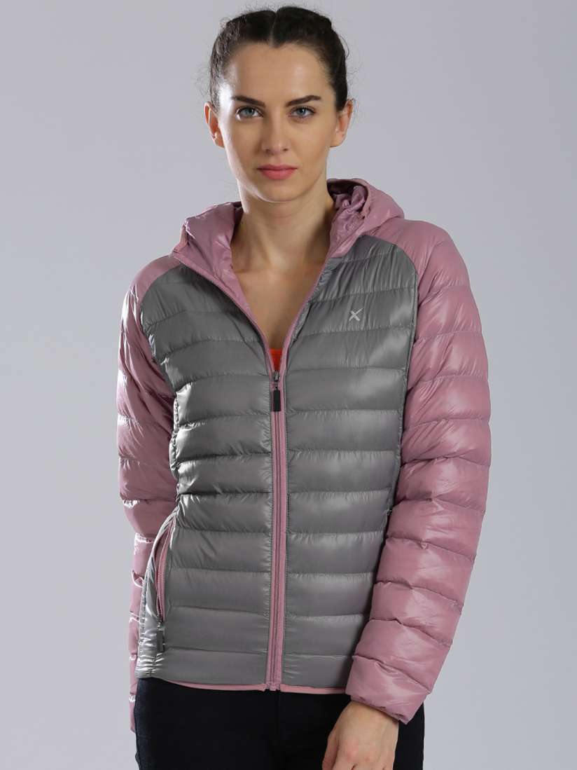 Buy HRX by Hrithik Roshan Grey Lavender Hooded Puffer Jacket Jackets for Women 1352625 Myntra