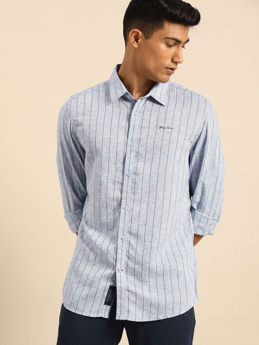 Buy Being Human Clothing Men Blue Slim Fit Striped Casual Shirt Shirts for Men 13530672 Myntra