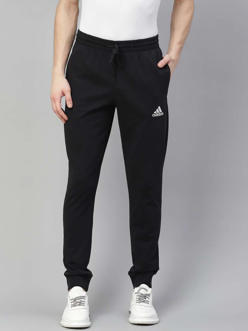 Buy ADIDAS Men Black Solid Essentials Single Jersey Tapered Cuff Sustainable Joggers Track Pants for Men 13534388 Myntra