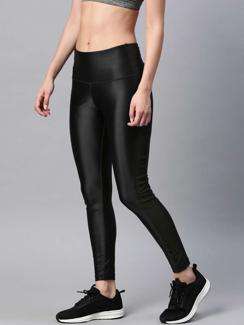 Buy Reebok Women Black Solid Studio Shiny High Rise Tights Tights for Women 13539032 Myntra