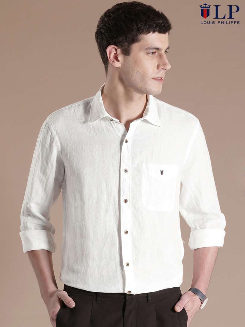 Buy Louis Philippe Sport White Linen Tailored Casual Shirt Shirts for Men 1354082 Myntra
