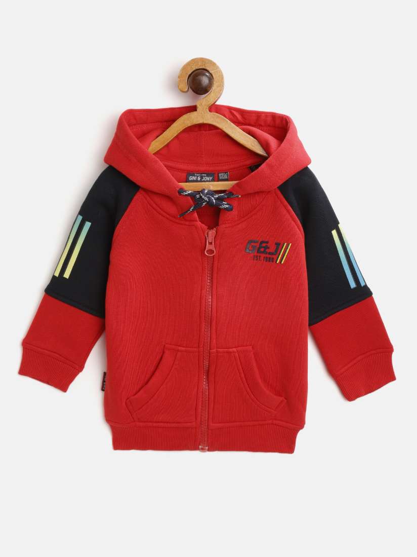 Buy Gini and Jony Boys Red Navy Cotton Hooded Sweatshirt Sweatshirts for Boys 13544748 Myntra