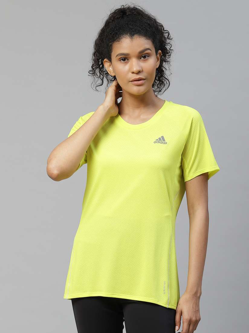 Buy ADIDAS Women Fluorescent Green Self Design Runner T shirt Tshirts for Women 13544898 Myntra